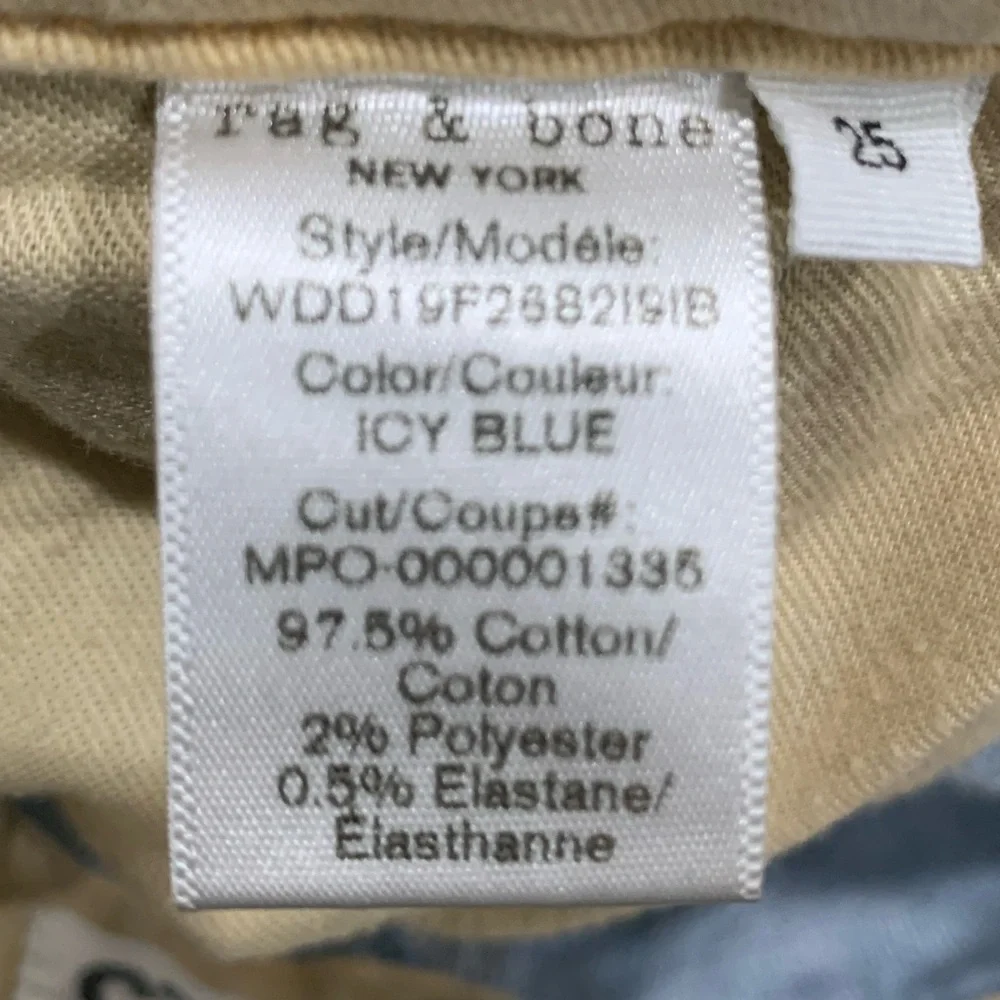 Rag & Bone Size 25 Icy Blue Light Wash High Rise Cargo Jeans Straight Leg